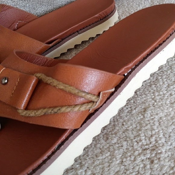 Flat Slipper Wedge Strap Rope Sandal M Brown - Picture 5 of 14